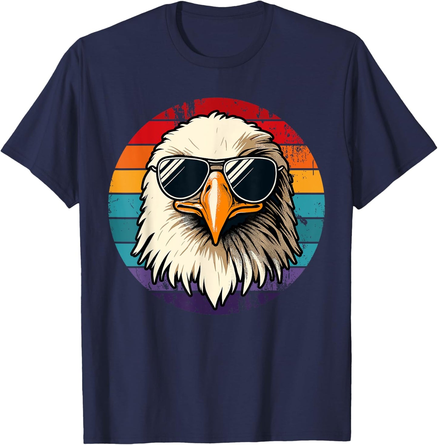 Bald Eagle in Sunglasses Men Women Kids Funny Eagle T-Shirt - T-Shirt | Navy