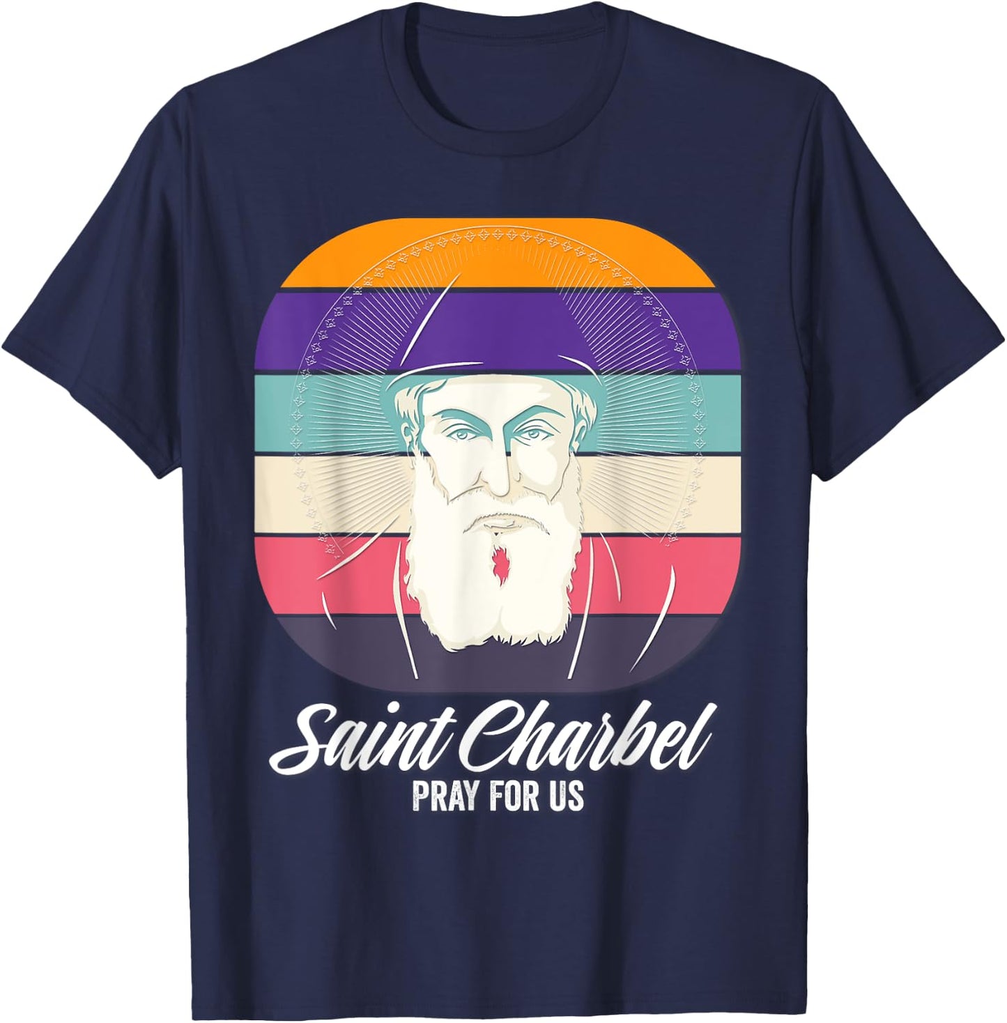 Saint Charbel Makhlouf Maronite Monk and Priest Catholic T-Shirt - T-Shirt | Navy