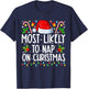 Most Likely To Nap On Christmas Family Christmas Pajamas T-Shirt - T-Shirt | Navy