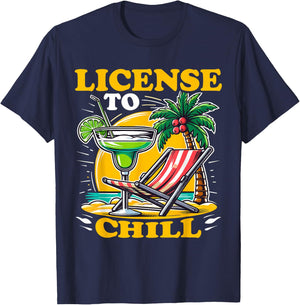 License to Chills Funny Cocktail T-Shirt - T-Shirt | Navy