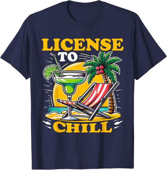 License to Chills Funny Cocktail T-Shirt - T-Shirt | Navy