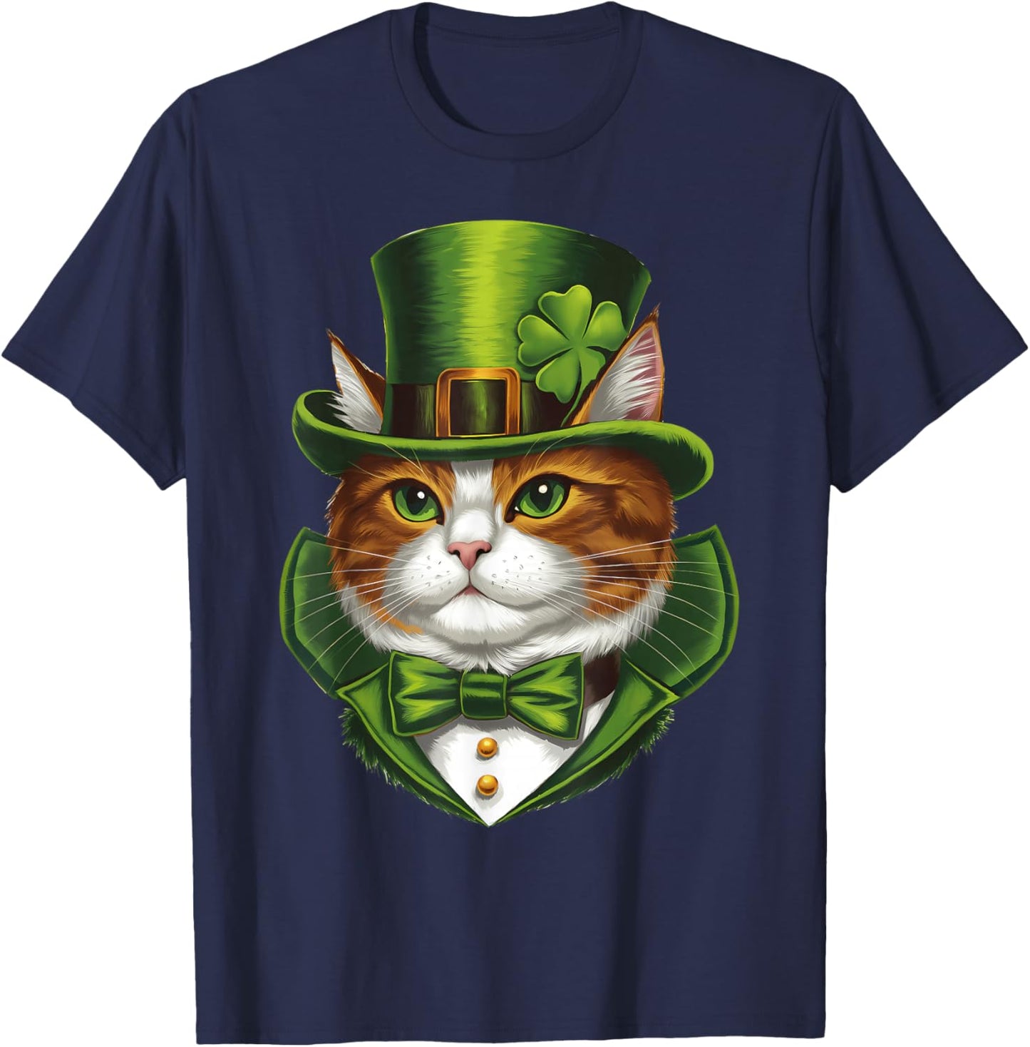 Irish Cat St Patricks Day Catricks Day Kitty Kitten Lover T-Shirt - T-Shirt | Navy