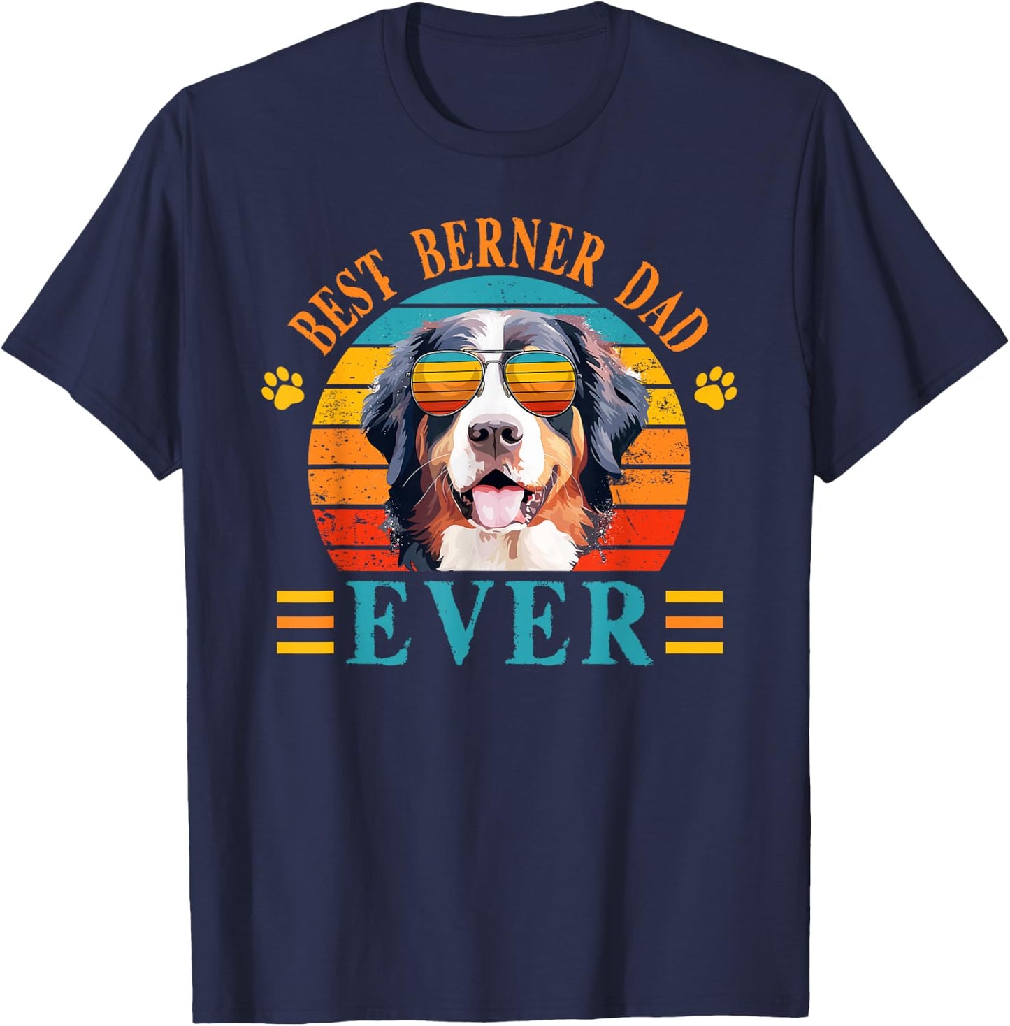 Best Dog Dad Ever, Father's Day Berner Dad T-Shirt - T-Shirt | Navy