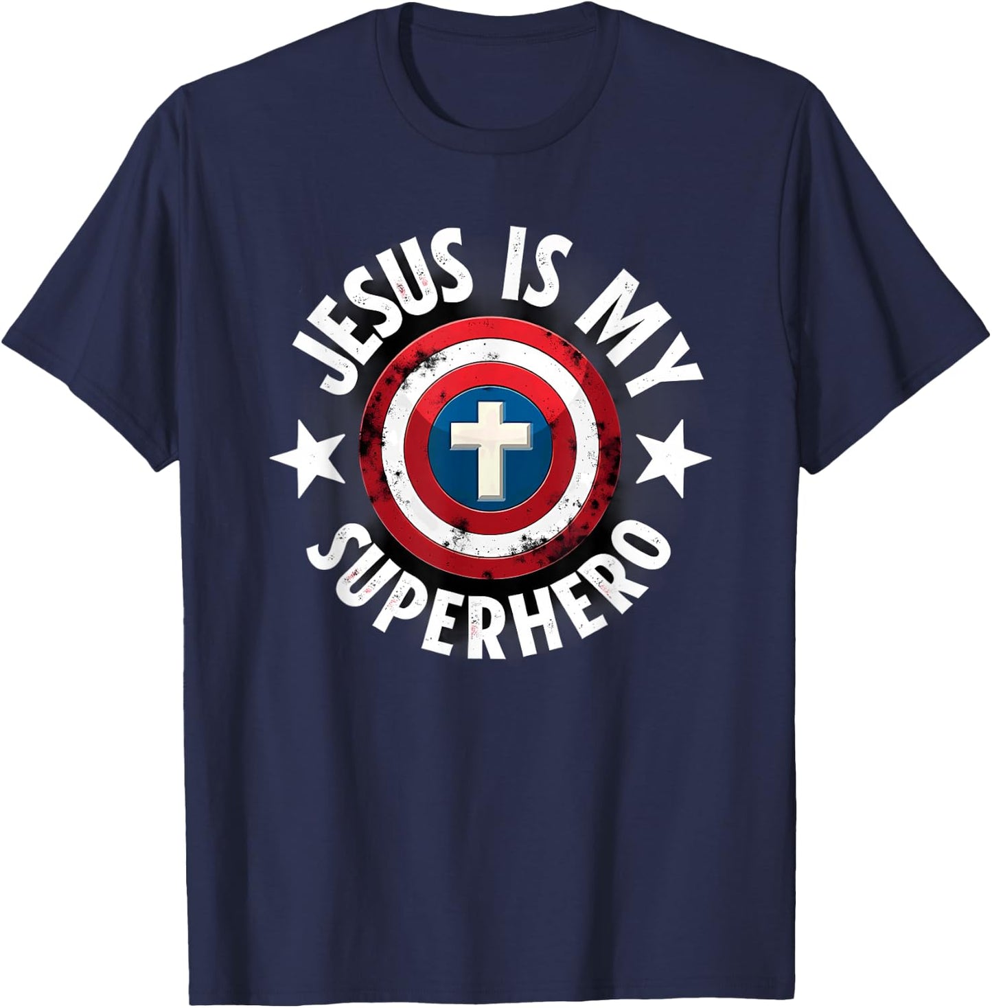 Jesus is My Superhero Christian T-Shirt - T-Shirt | Navy