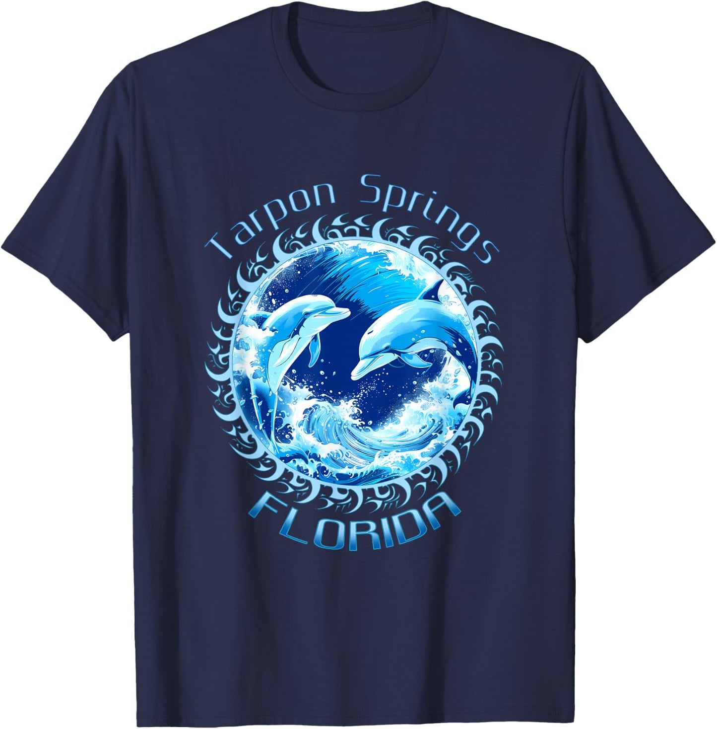 Cute Ocean Dolphin Lovers Tarpon Springs Florida Vacation T-Shirt - T-Shirt | Navy
