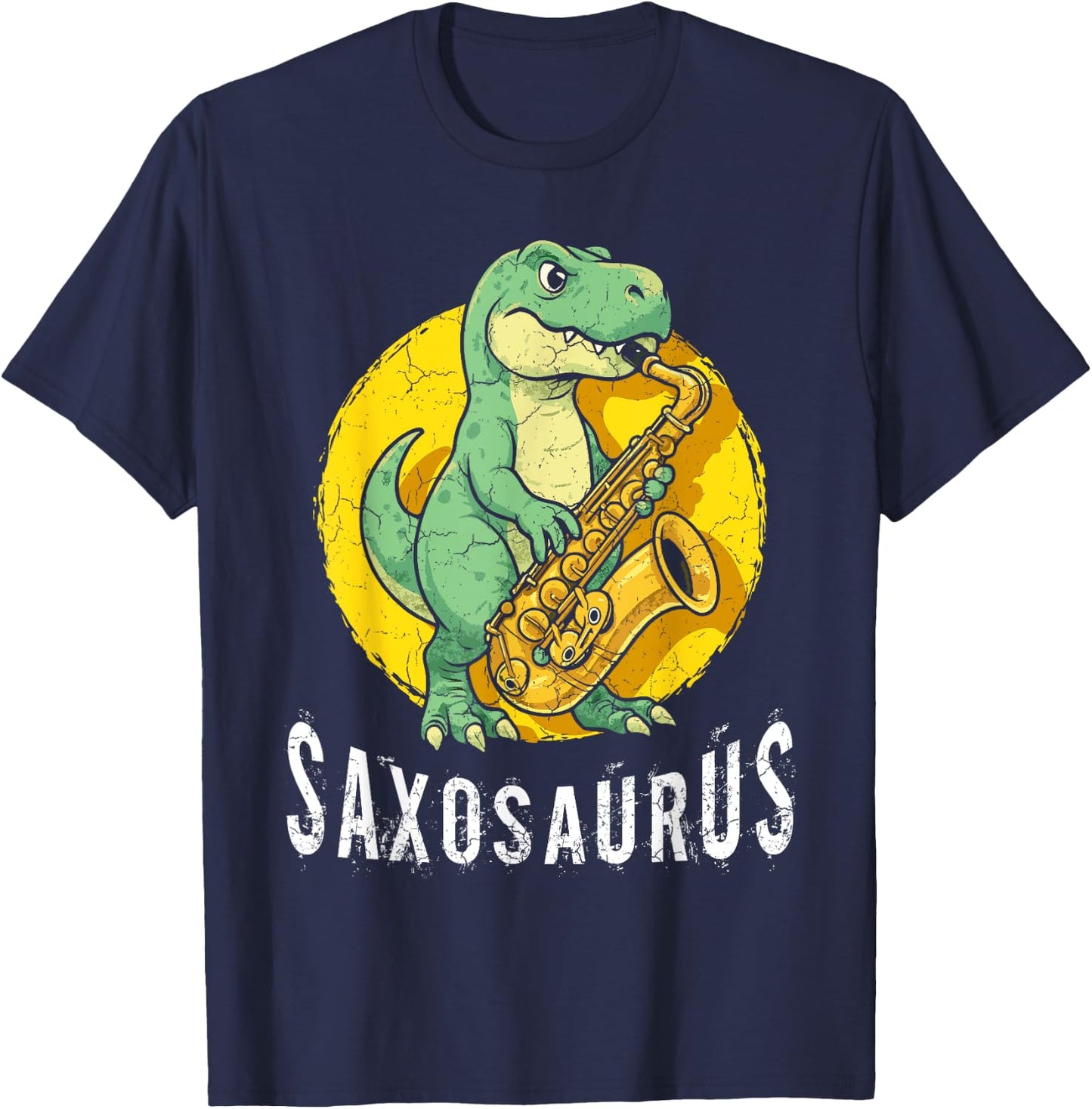 Saxosaurus Saxophone Player Saxophonist Jazz Music Lover T-Shirt - T-Shirt | Navy