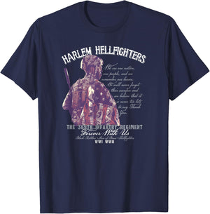 Harlem Hellfighters Soldiers Vintage Black Military History T-Shirt - T-Shirt | Navy