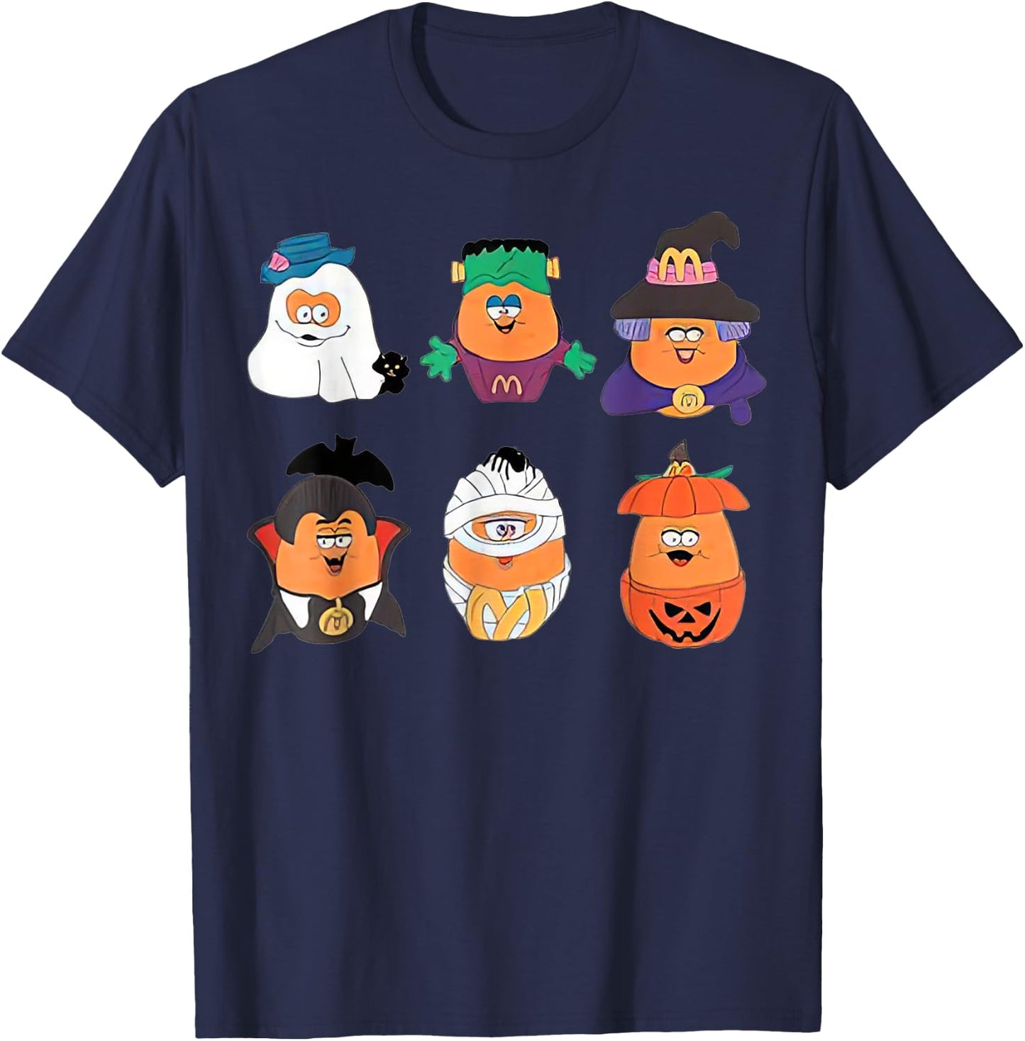 Chicken Nugget Halloween Retro 90S Pumpkin Boo T-Shirt - T-Shirt | Navy