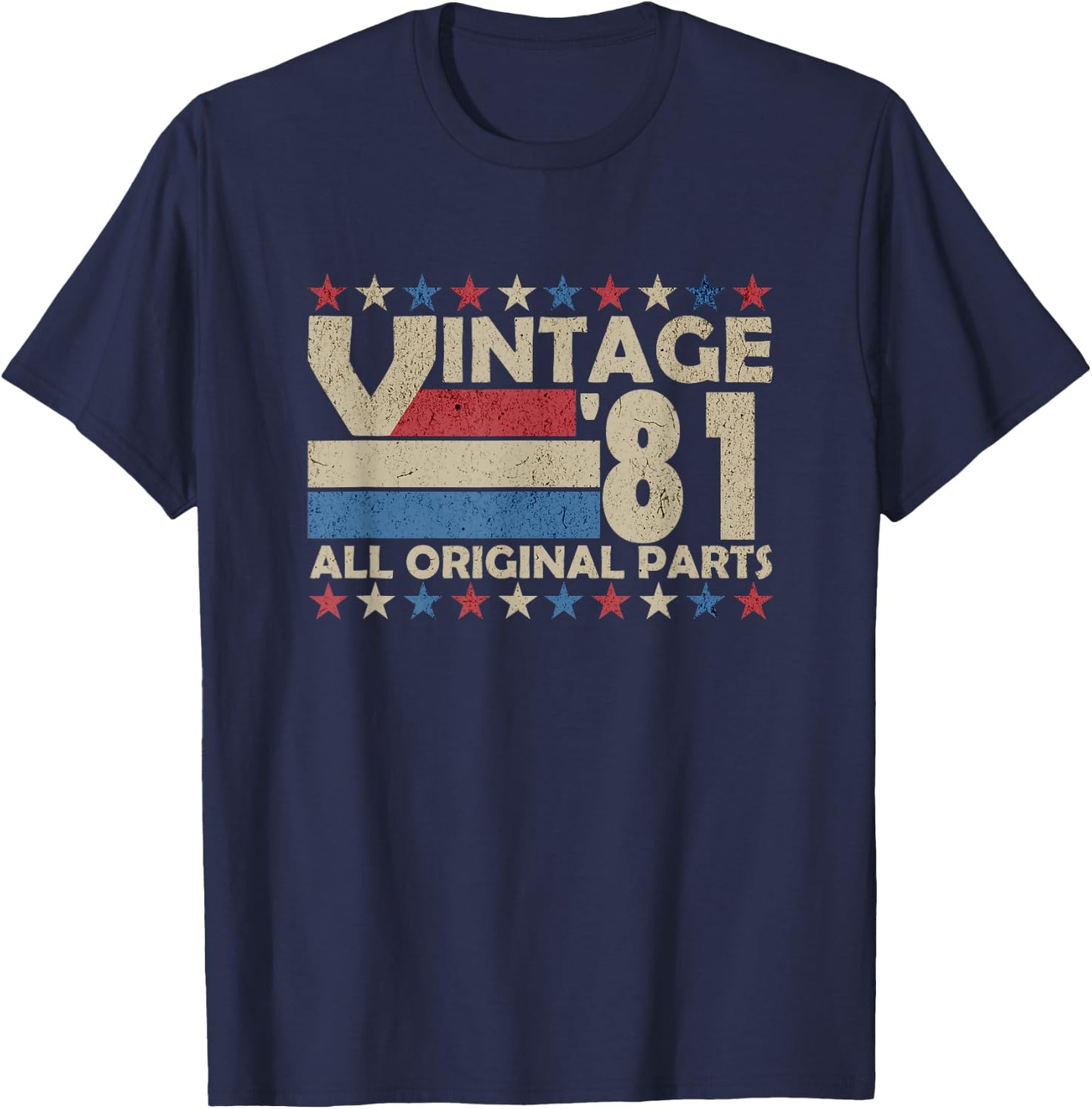 Vintage '81 All Original Parts Retro T-Shirt - T-Shirt | Navy
