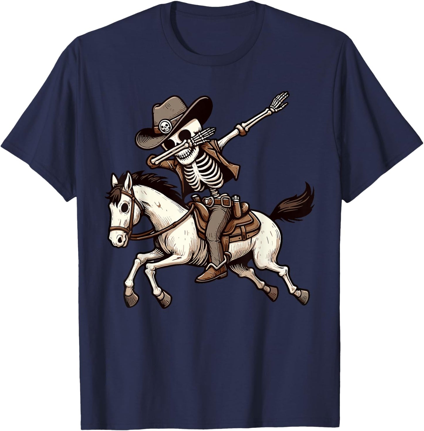 Dabbing Skeleton Cowboy Halloween Costume Kids Boys Men Dab T-Shirt - T-Shirt | Navy