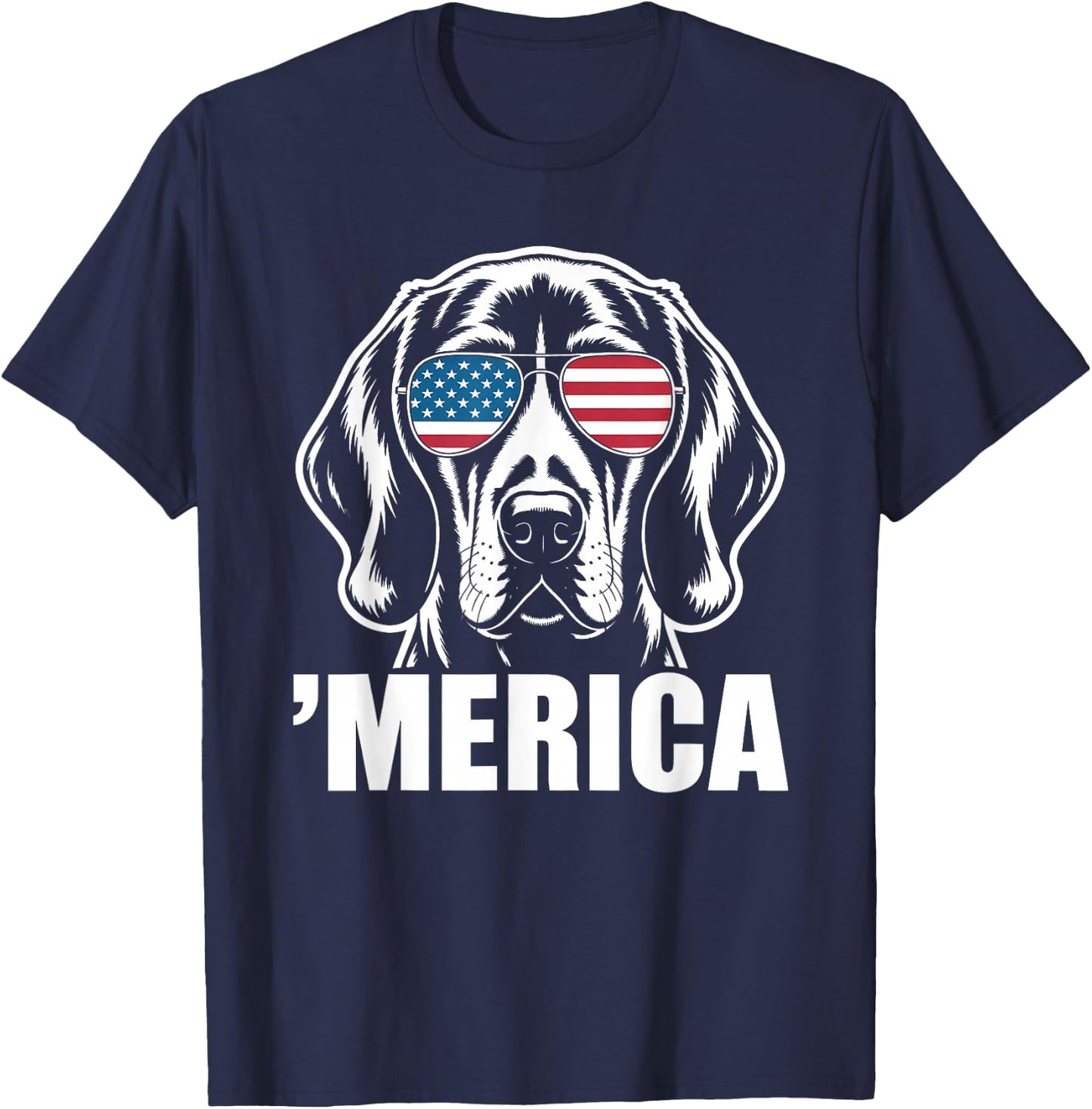 Patriotic USA American Flag 4th of July Redbone Coonhound T-Shirt - T-Shirt | Navy