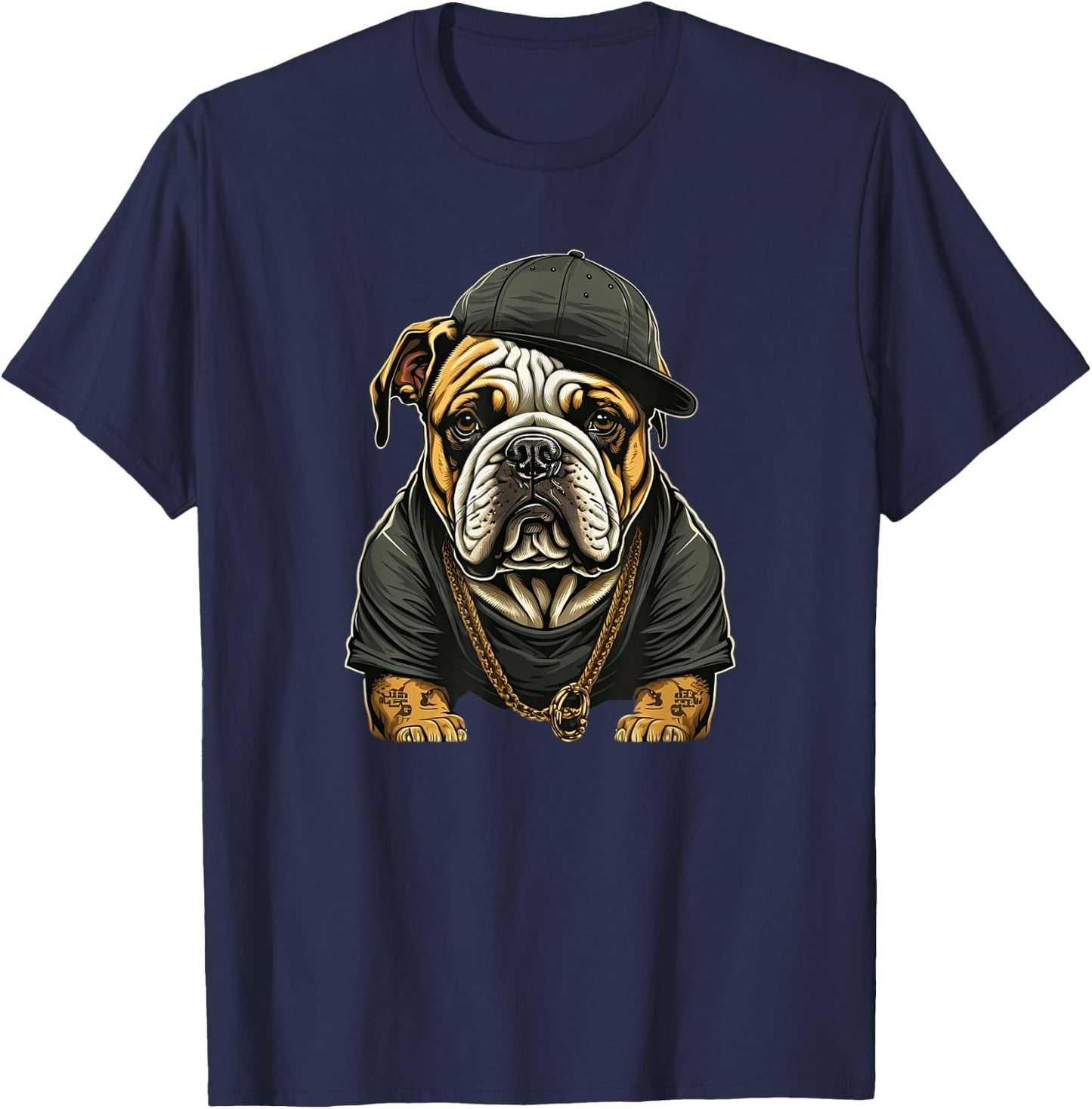 Funny Bulldog Dog Rap Hip-hop Rapper R&B Men Women Girls Kids T-Shirt - T-Shirt | Navy