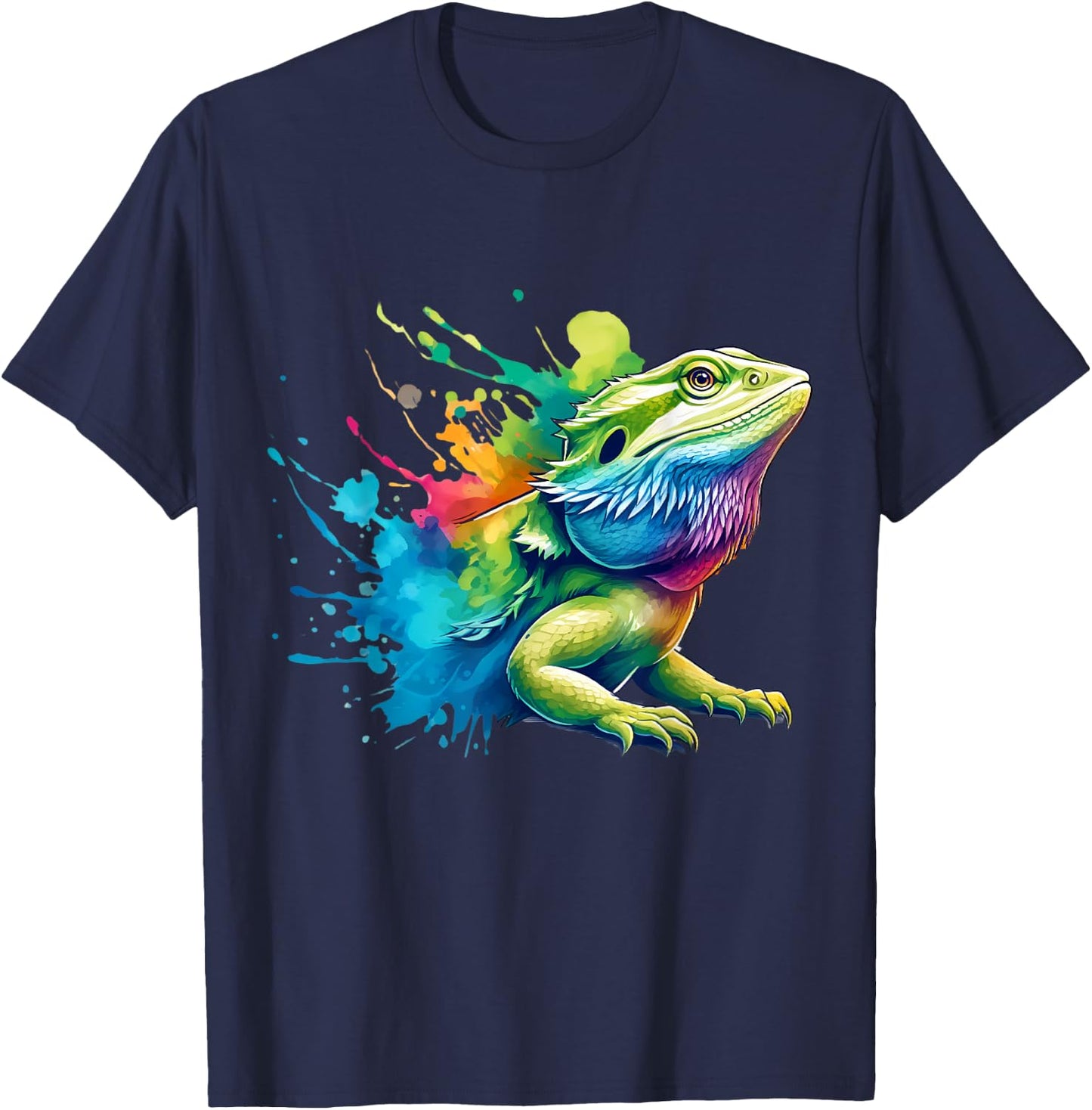 Bearded Dragon Watercolor Aesthetic Men Women Kids T-Shirt - T-Shirt | Navy
