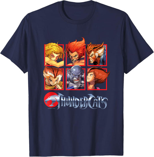 ThunderCats Bring The Thunder Iconic Characters Chest Panels T-Shirt - T-Shirt | Navy