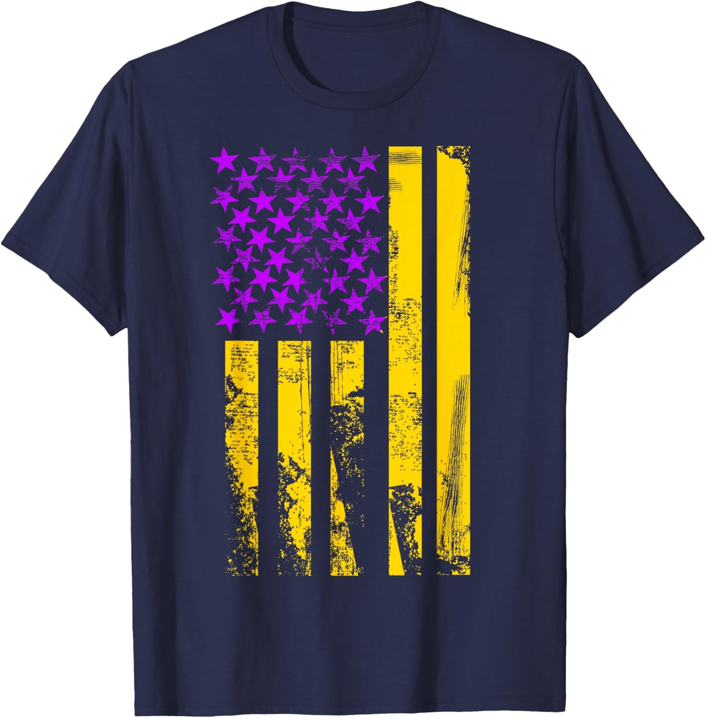 Purple Gold USA American Flag Patriotic T-Shirt - T-Shirt | Navy