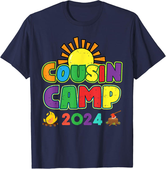 Cousin Camp 2024 Family Vacation Summer Camping Crew Cute T-Shirt - T-Shirt | Navy