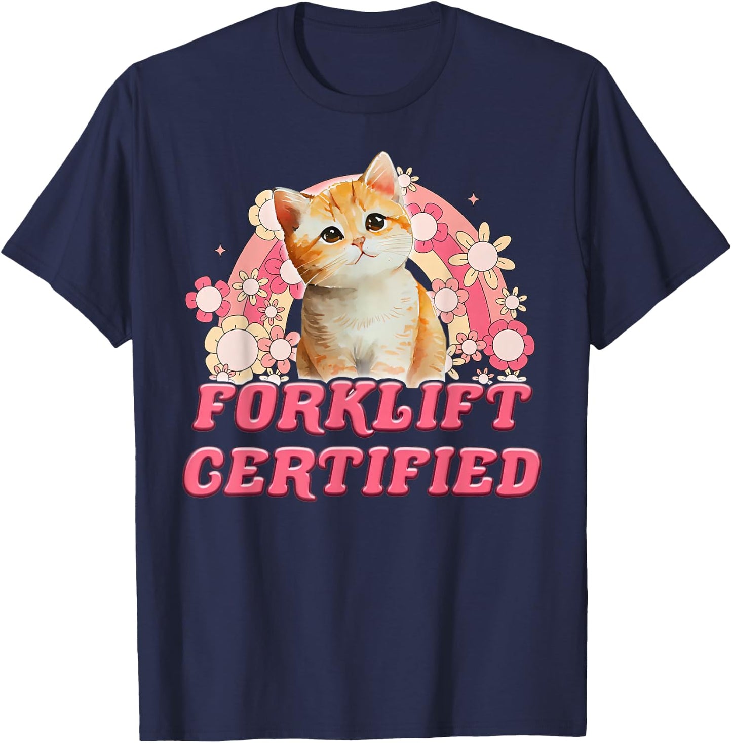 Cat Forklift Certified Funny Women T-Shirt - T-Shirt | Navy