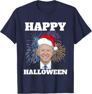 Funny Joe Biden 4th Of July Happy Halloween Firework US Flag Men T-Shirt - T-Shirt | Navy