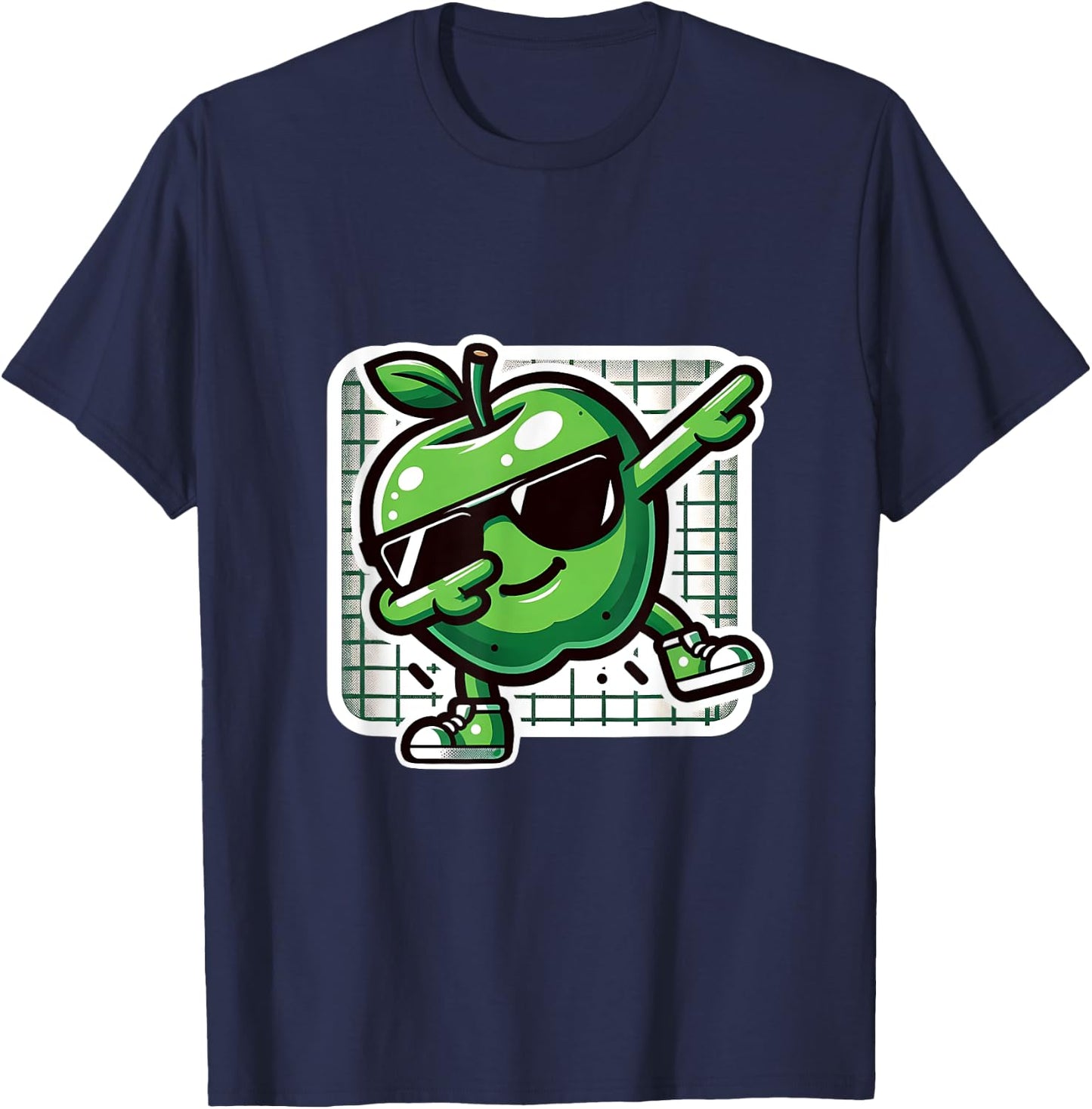 Funny Dab Apple Dancing Dabbing Fruit Meme T-Shirt - T-Shirt | Navy