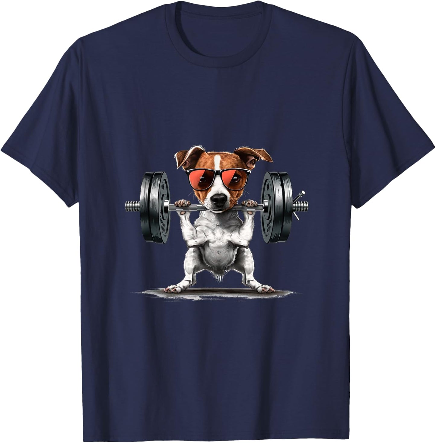 Pumping Weight Lifting Funny Jack Russell Terrier T-Shirt - T-Shirt | Navy