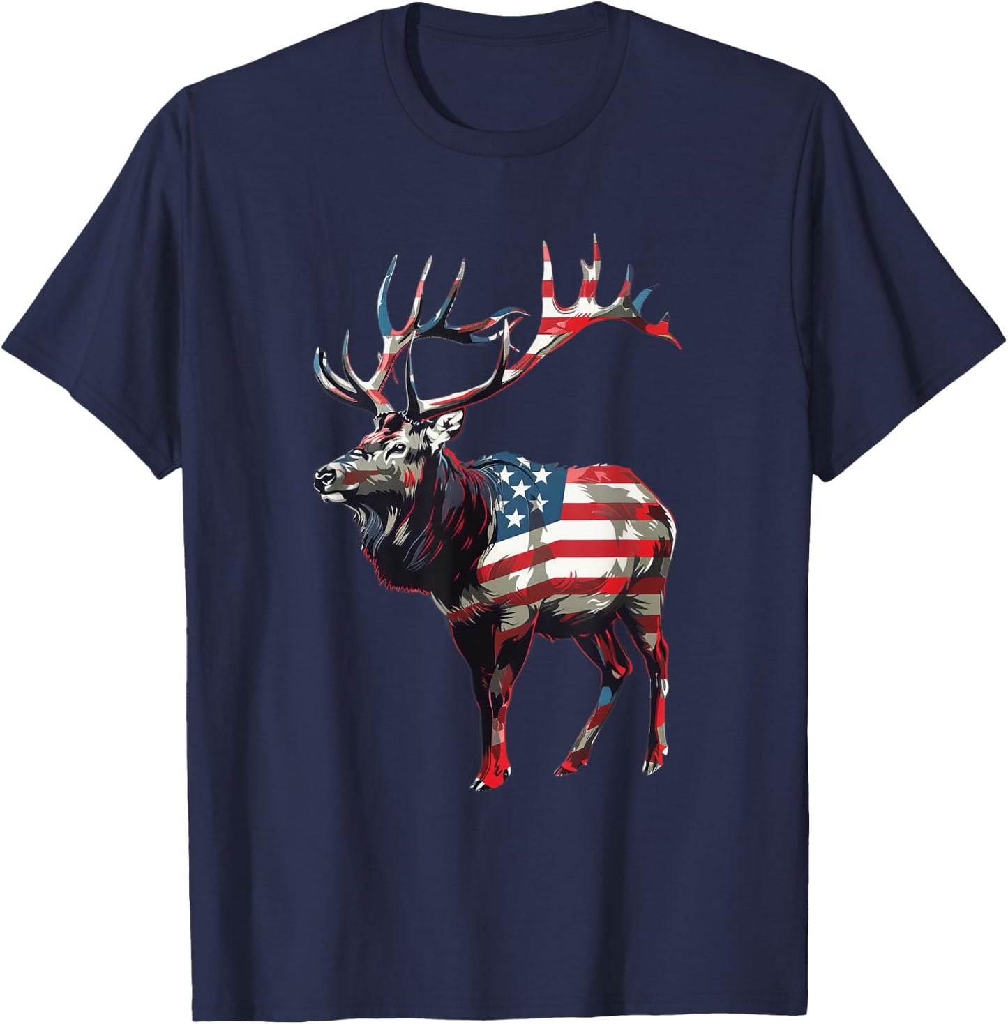 Elk American Flag T-Shirt - T-Shirt | Navy
