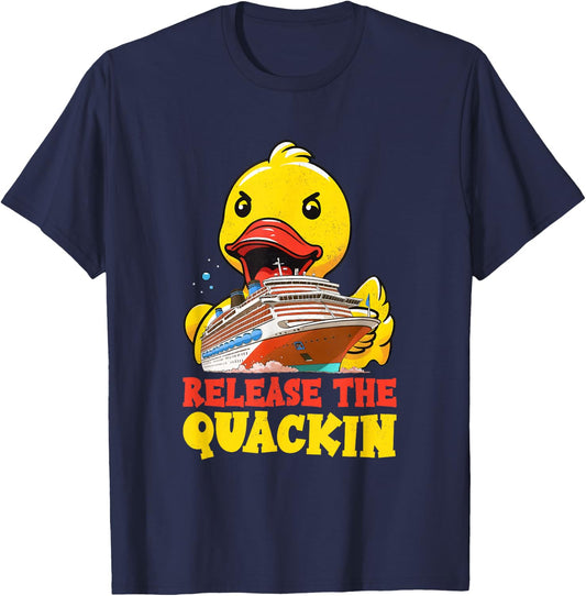 Release The Quackin Funny Rubber Duck Boat Cruise Men Kids T-Shirt - T-Shirt | Navy