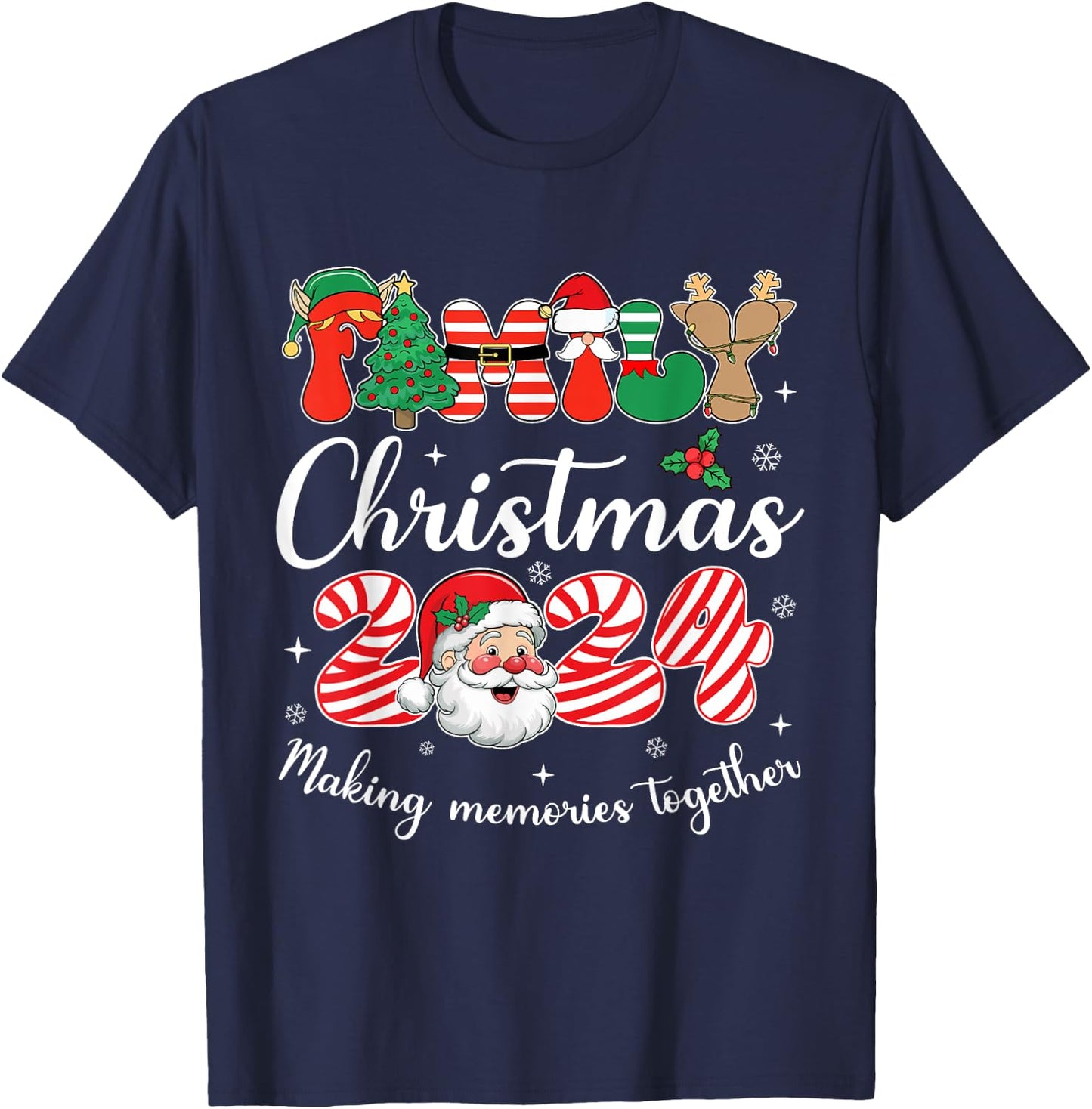 Family 2024 Christmas Matching Outfits Team Santa Elf Squad T-Shirt - T-Shirt | Navy
