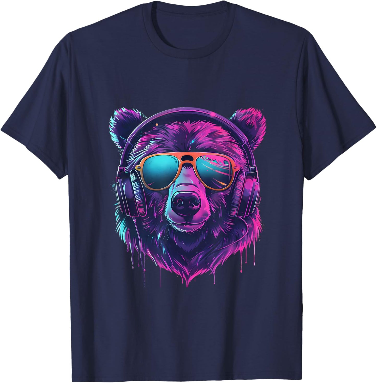 DJ Bear EDM Music Headphones Bear Lover Techno Beatmaker T-Shirt - T-Shirt | Navy