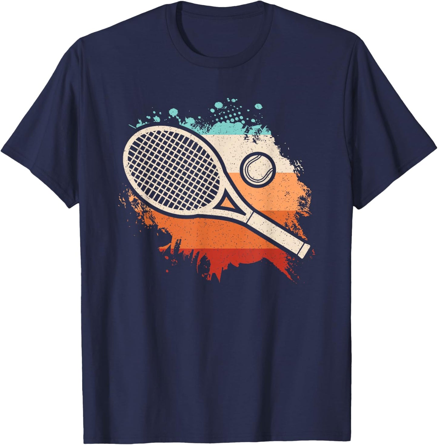 Retro Tennis Racket Vintage Tennis Player Men Women Kids T-Shirt - T-Shirt | Navy