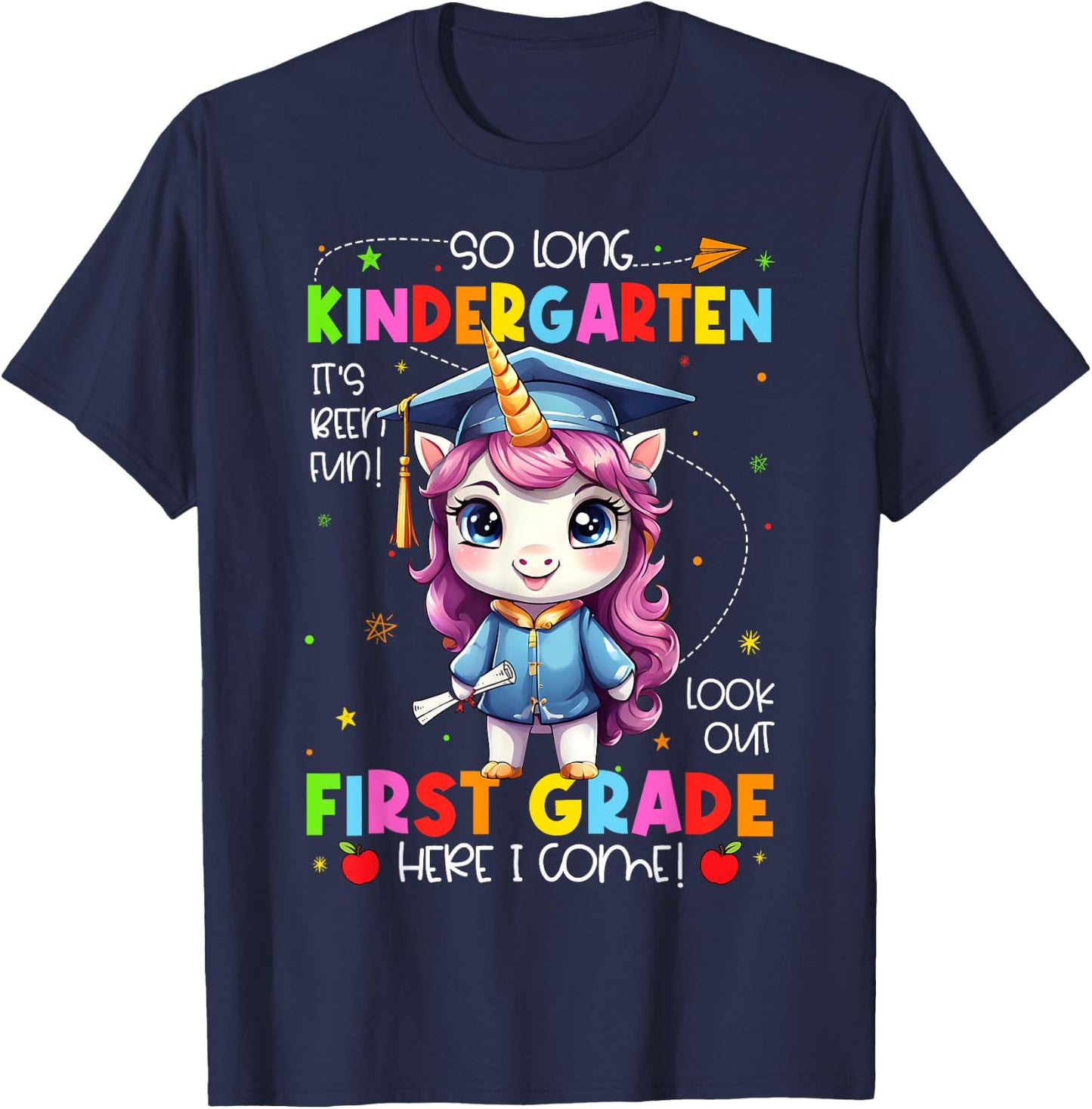 Unicorn So Long Kindergarten Graduation Last Day Of School T-Shirt - T-Shirt | Navy