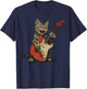 Rock and Roll Guitar Cat Vintage ROCK Guitarist Cat Men Women Girls Kids T-Shirt - T-Shirt | Navy