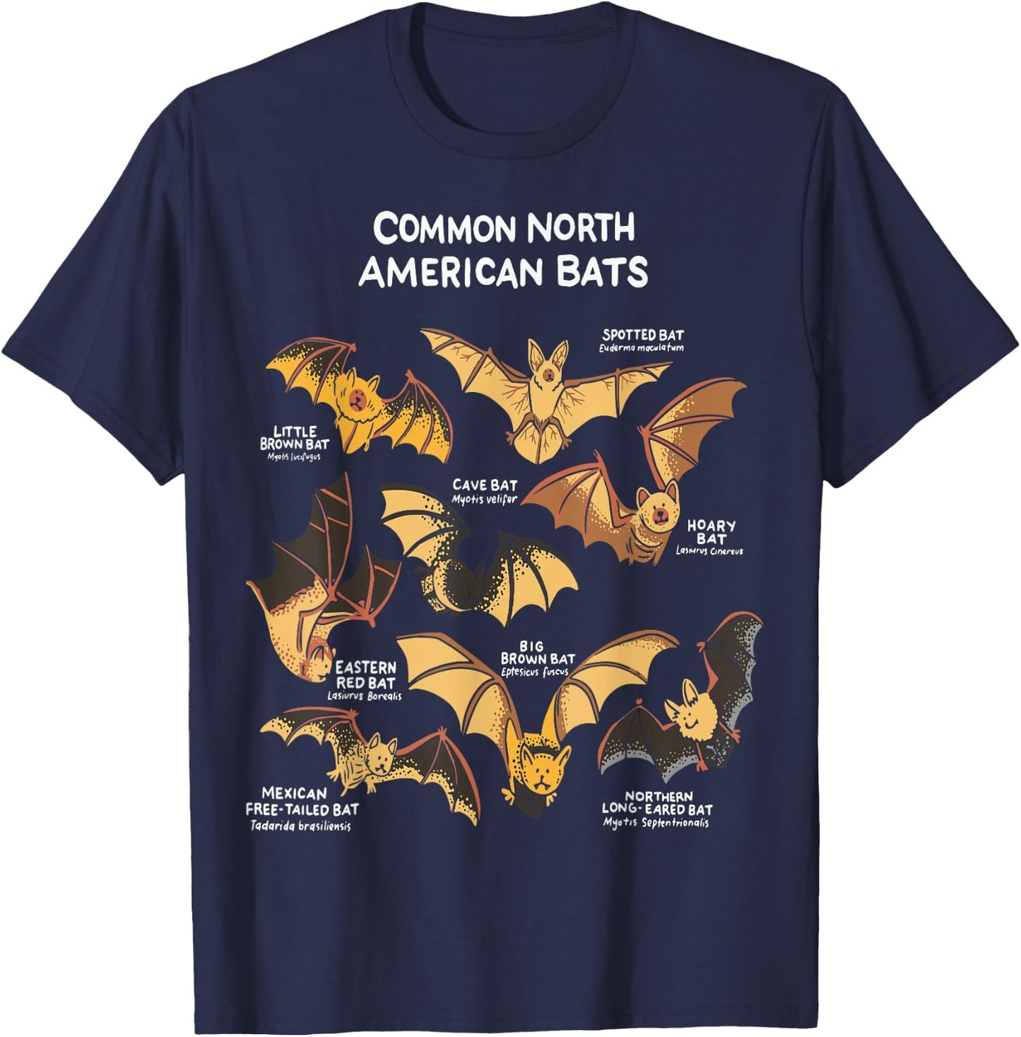 Bats of North America I Megabat I Bloodsucker I Bat T-Shirt - T-Shirt | Navy