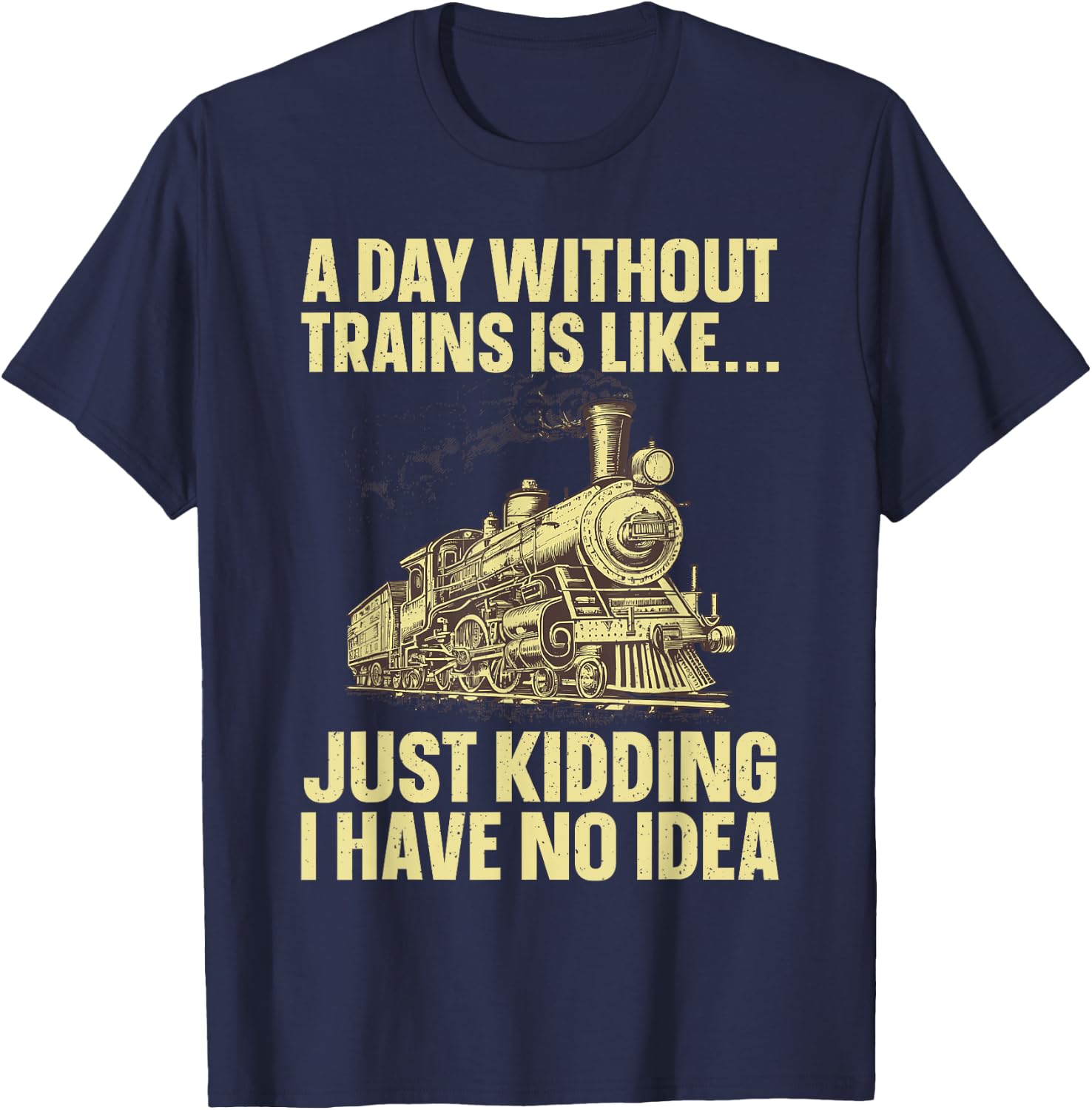 Best Train Art Women Railroad Steam Train Lovers T-Shirt - T-Shirt | Navy