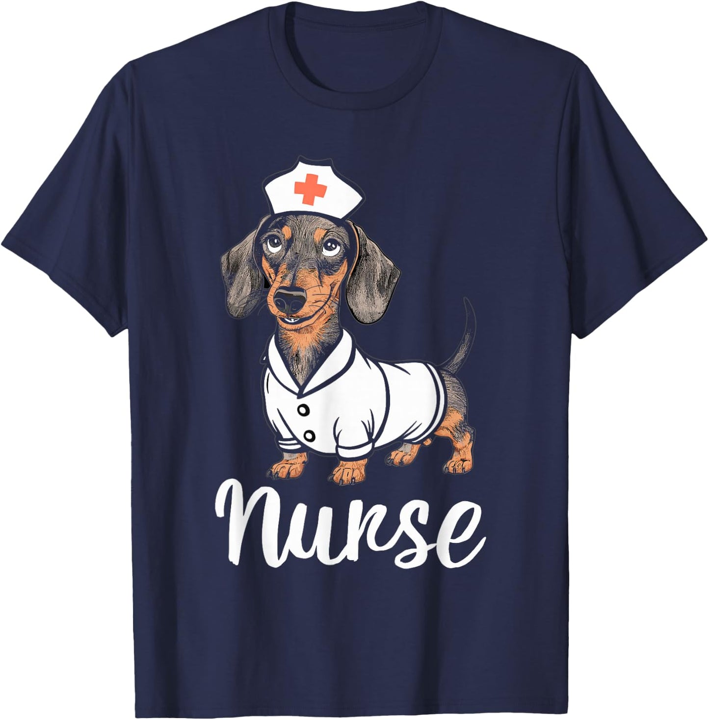 Nurse Dachshunds In Costumes Adorable Nurse T-Shirt - T-Shirt | Navy