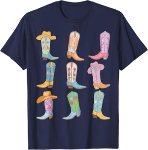 Cowgirl Boots Let's Go Girls Western Cowgirl Cowboy Country T-Shirt - T-Shirt | Navy