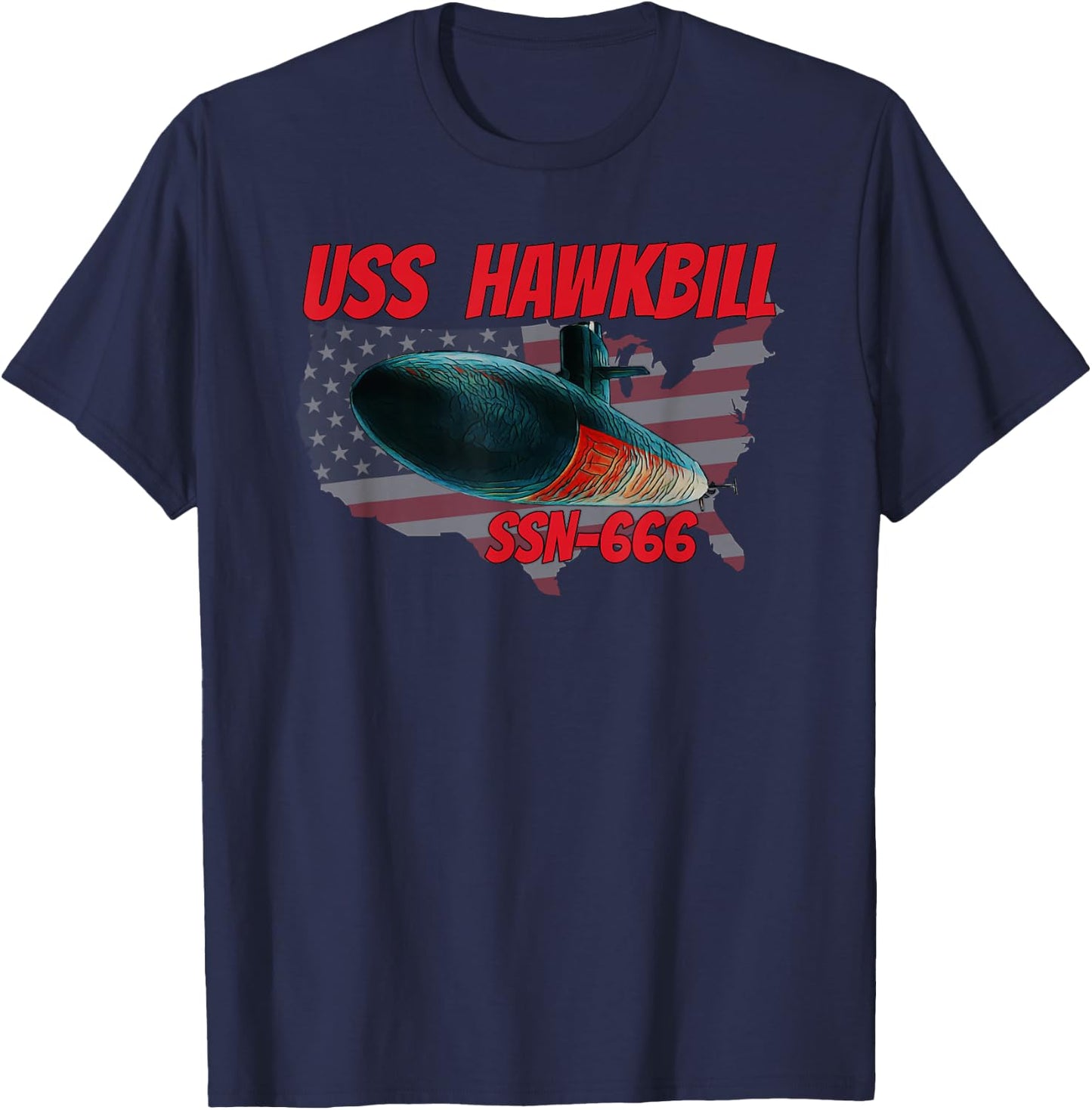 USS Hawkbill SSN-666 Submarine Veterans Day Father Grandpa T-Shirt - T-Shirt | Navy