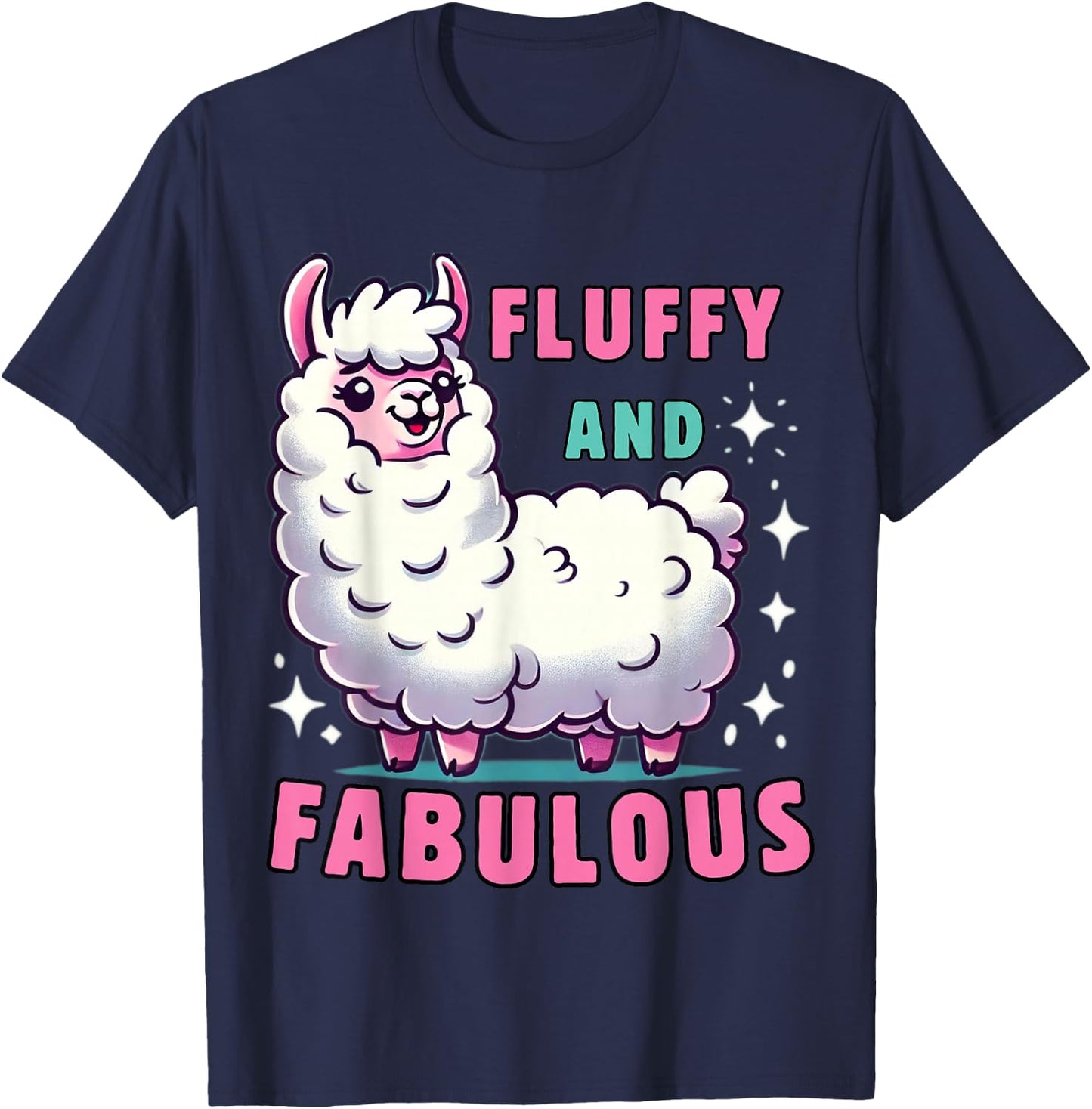 Fluffy and Fabulous Cute Llama for Animal Lovers T-Shirt - T-Shirt | Navy