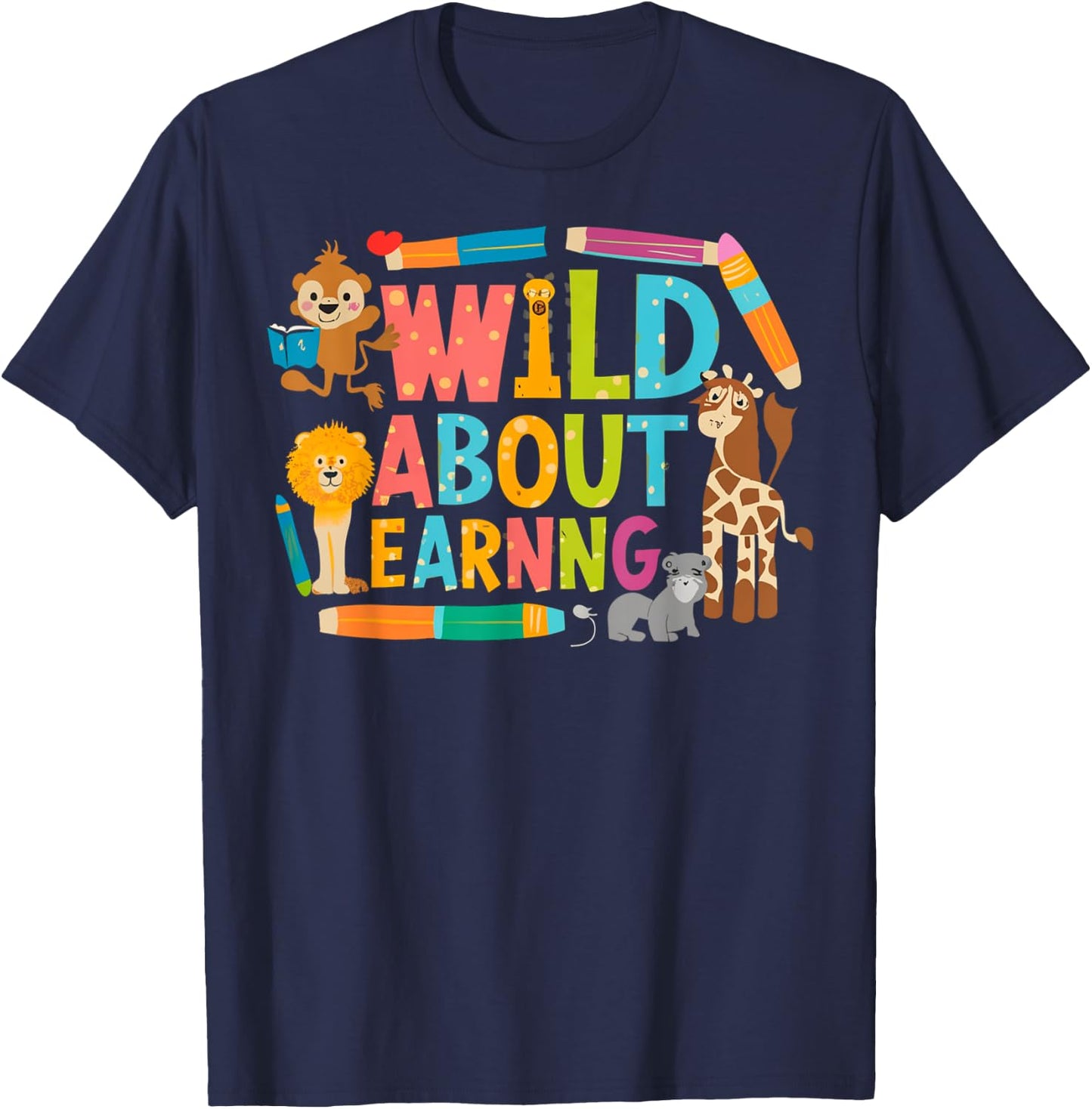 Wild About Learning Squad First Day Of School Back To School T-Shirt - T-Shirt | Navy