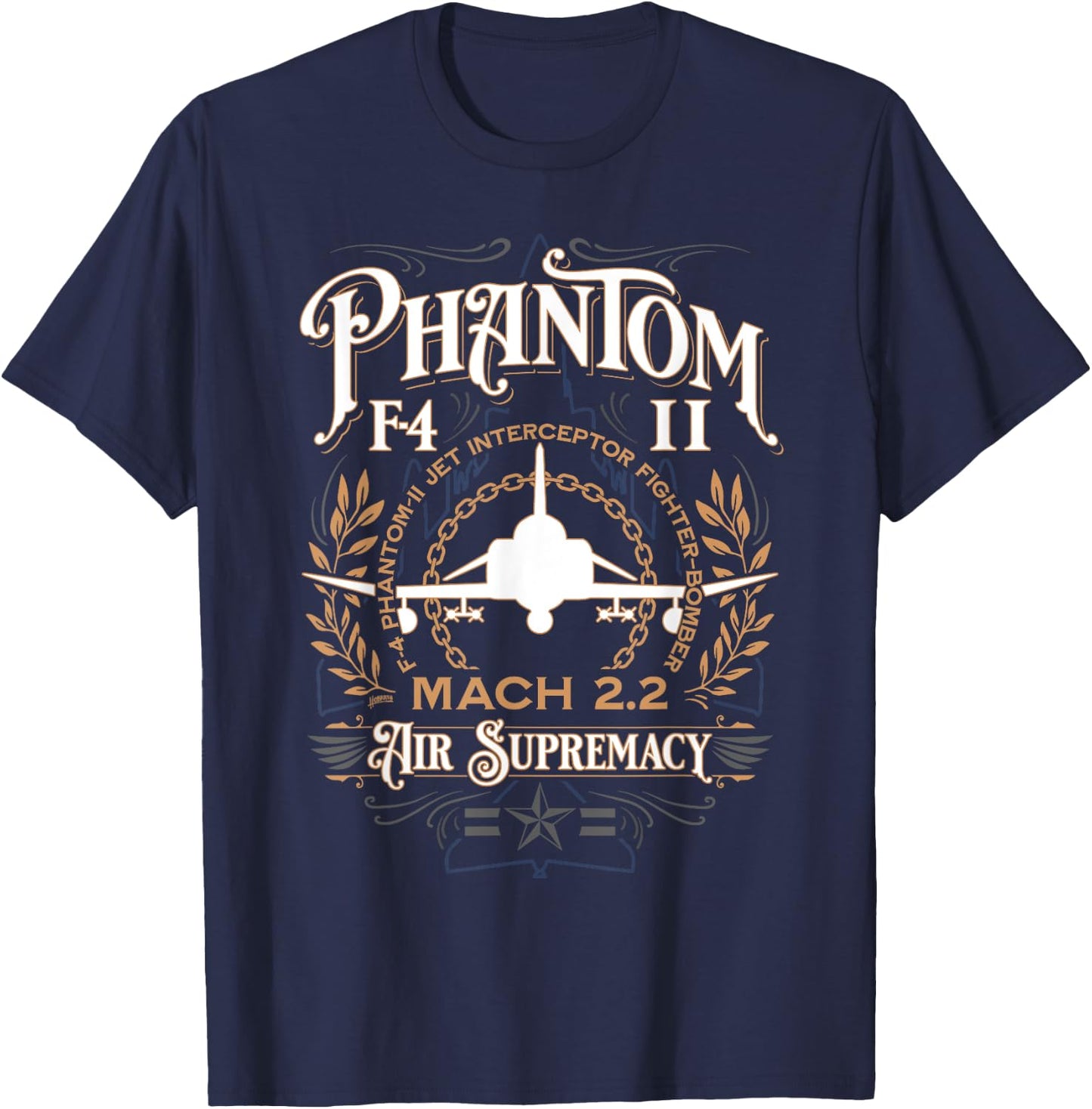 Classic F-4 Phantom II Military Fighter Jet Aircraft T-Shirt - T-Shirt | Navy