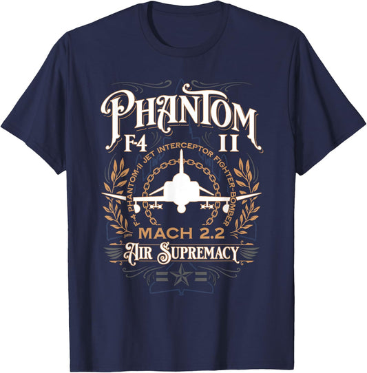 Classic F-4 Phantom II Military Fighter Jet Aircraft T-Shirt - T-Shirt | Navy
