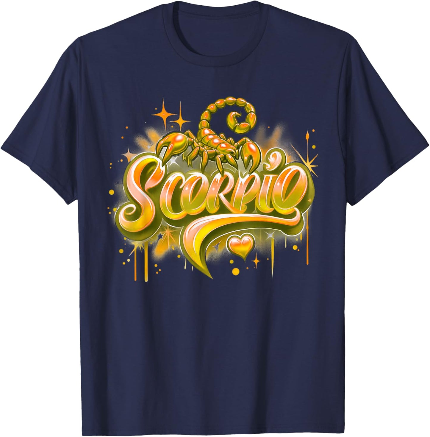 Orange Scorpio Zodiac Star Sign T-Shirt - T-Shirt | Navy