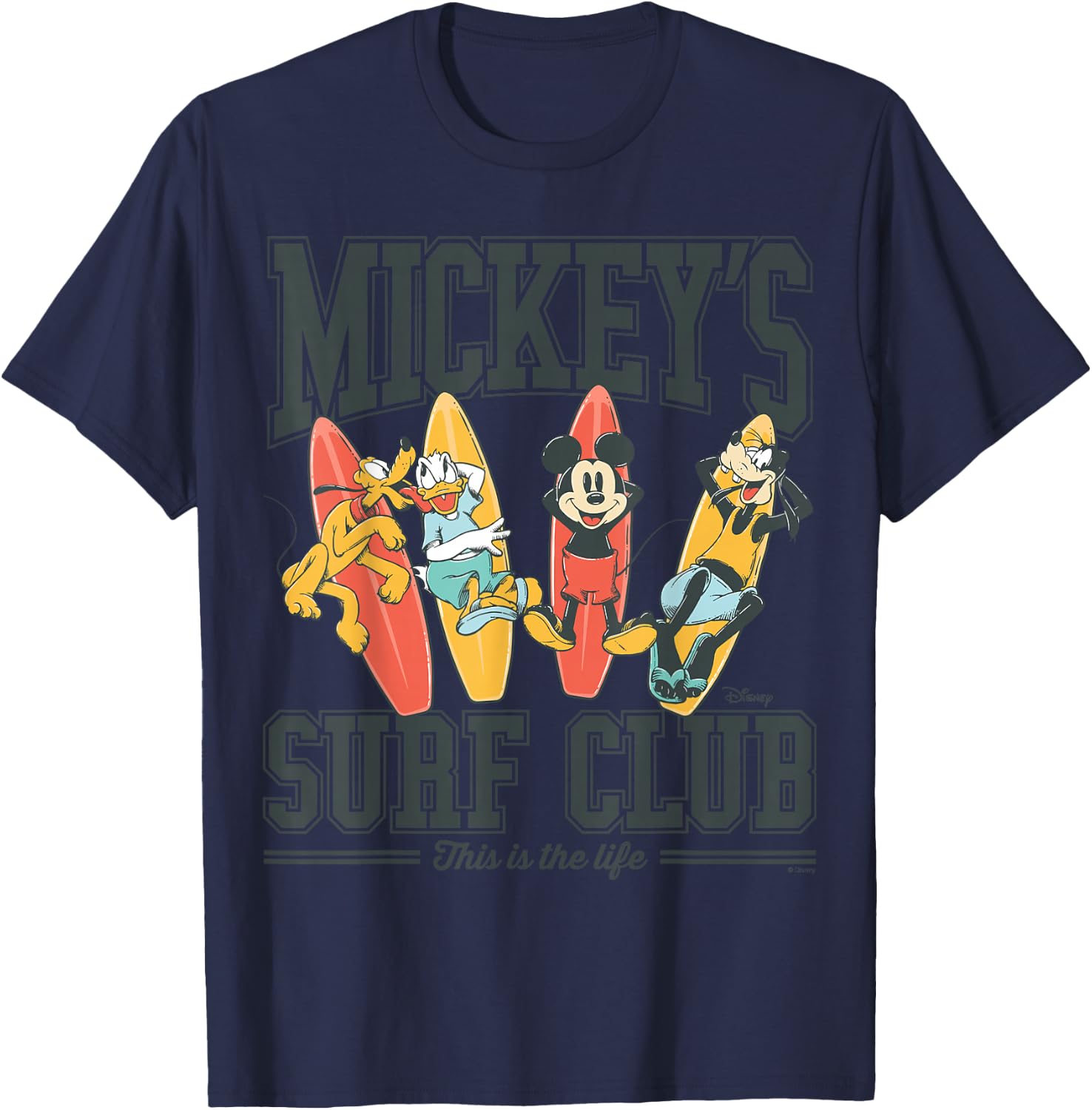 Mickey's Surf Club Mickey Mouse Pluto Donald Goofy T-Shirt - T-Shirt | Navy