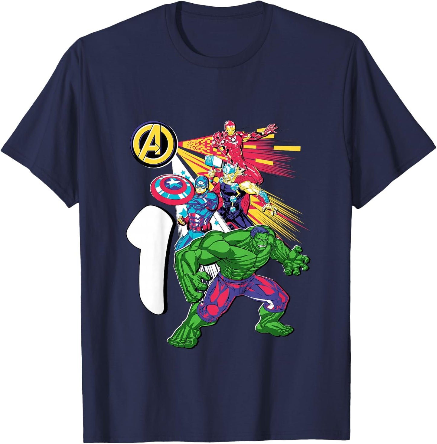 Marvel Super Heroes Avengers 1 Year Old First Birthday T-Shirt - T-Shirt | Navy