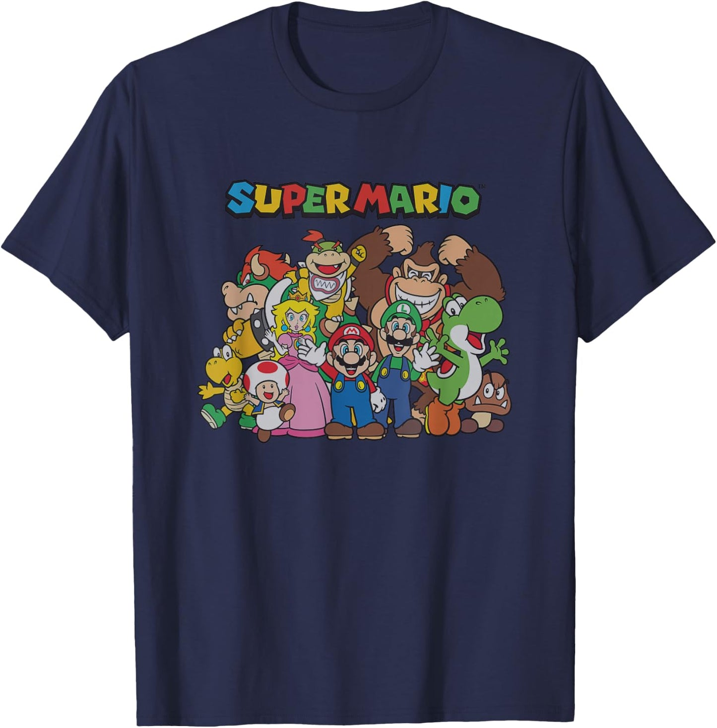 Super Mario Classic Character Line Up Group Shot T-Shirt - T-Shirt | Navy