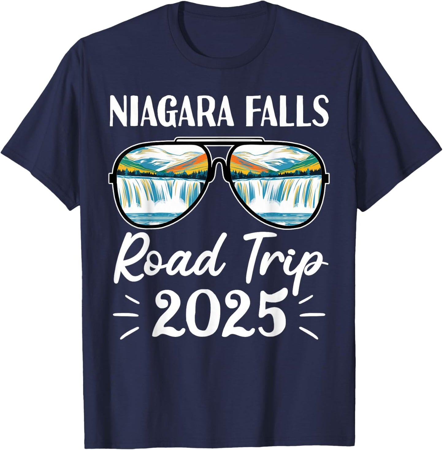 Niagara Falls Road Trip 2025 Sunglasses Family Vacation 2025 T-Shirt - T-Shirt | Navy