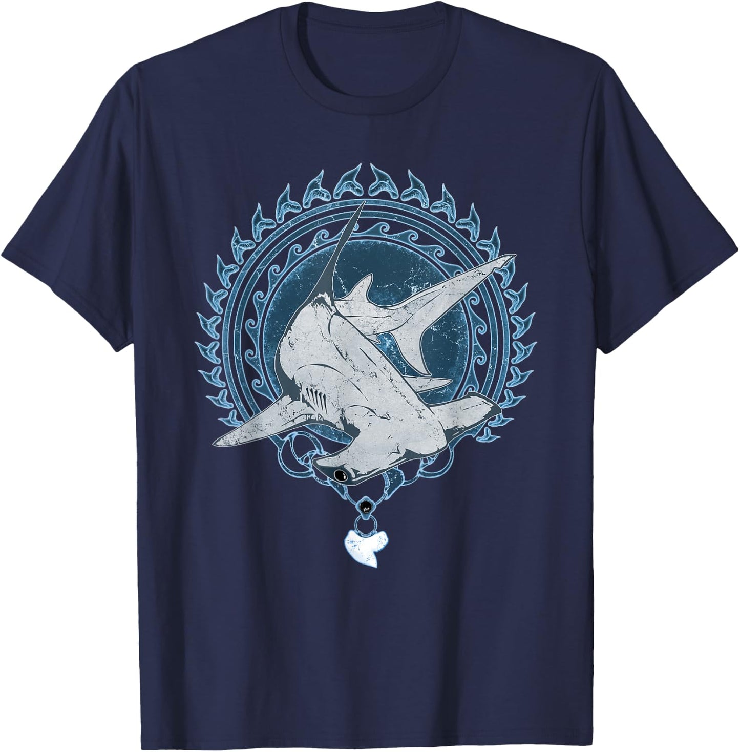 Hammerhead Shark Tribal T-Shirt - T-Shirt | Navy