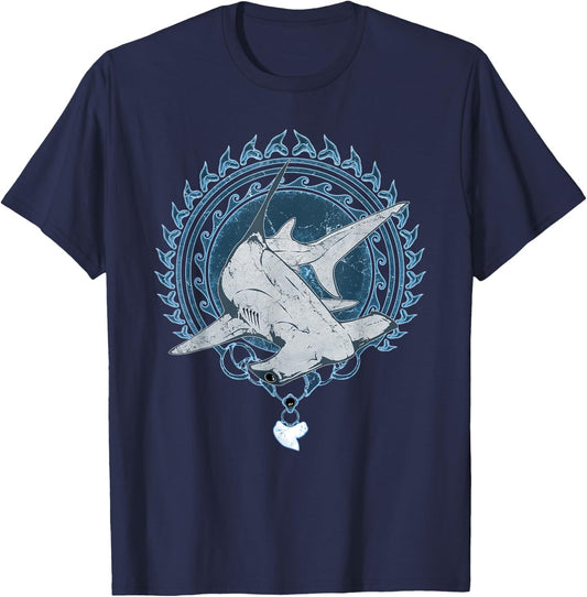 Hammerhead Shark Tribal T-Shirt - T-Shirt | Navy