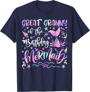Great Granny Of The Birthday Mermaid Matching Family T-Shirt - T-Shirt | Navy