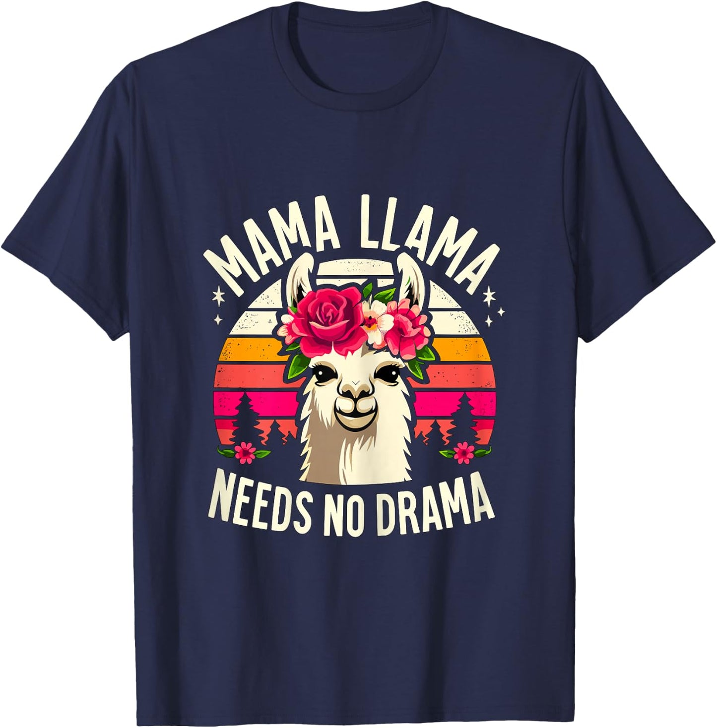 Mama Llama needs no Drama Alpaca Llama T-Shirt - T-Shirt | Navy