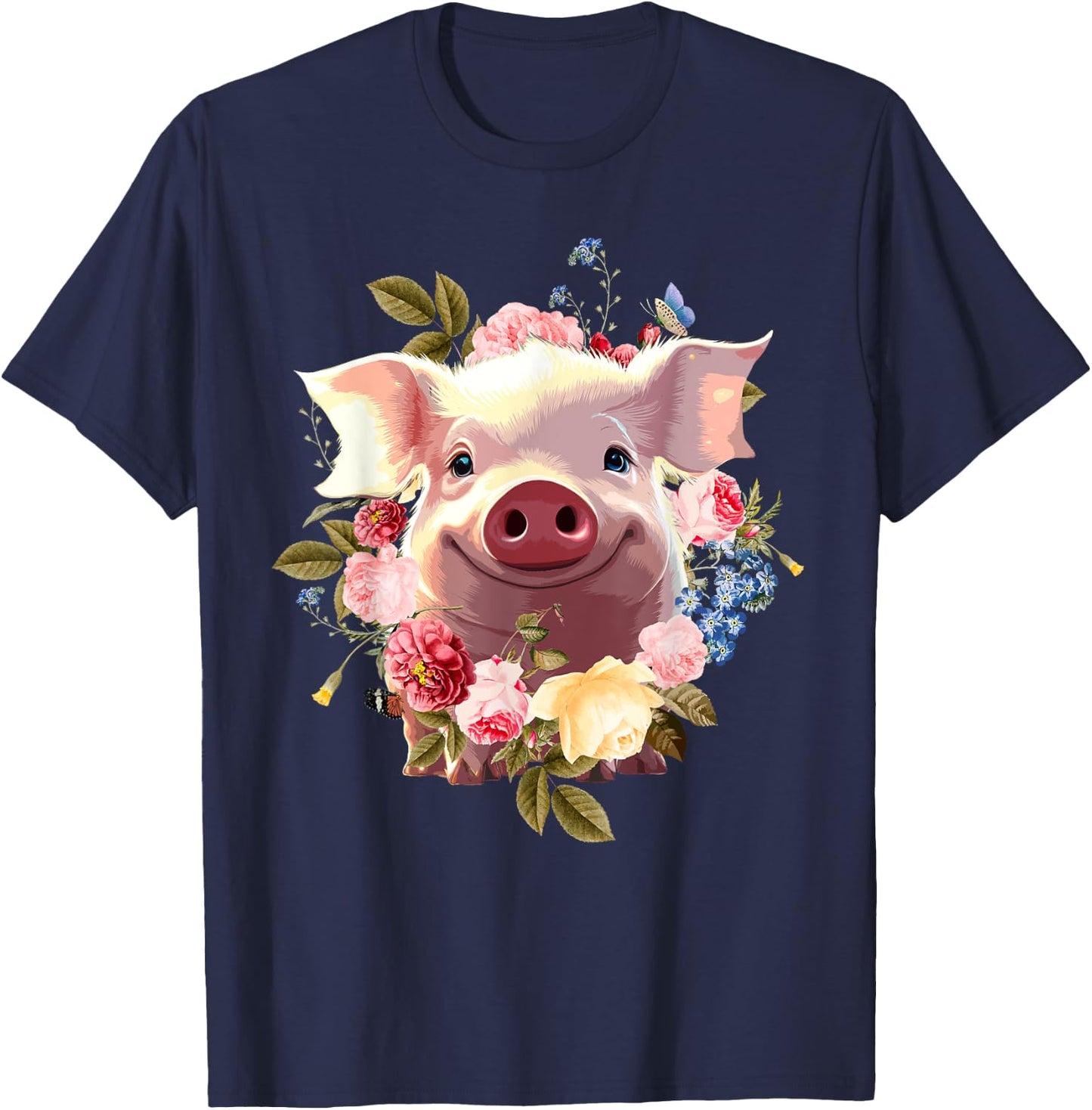 Cute Pig Lover Art Girls Unique Piggy Pig Related T-Shirt - T-Shirt | Navy